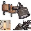 hofstein lampada da parete Pehefito, lampada da parete in metallo/legno in marrone/nero/grigio, lampada dal design industriale con faretto regolabile, 1 luce, 1 x GU10, senza lampadina/e