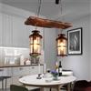 DHGIE Lampadario Antico In Legno Pendente Retrò E27 Industriale Pendente Paralume In Vetro Di Ferro Nero Lampada A Sospensione Regolabile In Altezza Stile Rurale Retrò Attico Ristorante, Soggiorno, Bar ( Di
