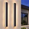 Ledvion 2 pezzi Applique da esterno LED lunga Villa Ip65 23W bianco | Pensato per vialetto terrazza facciata o giardino con uso esterno ben chiaro