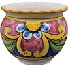 Sicilia Bedda - VASO IN CERAMICA SICILIANA - Prodotto Artigianale di Alta Qualità - Altezza 14 CM Diametro 15 Cm (Fiore Maiolica Bordeaux)