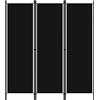 vidaXL Paravento a 3 Pannelli Divisorio Separè Pannello Byobu Pieghevole Schermo Separatore Ambienti Interni Protezione Privacy Nero 150x180 cm