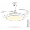 Generico Ventilatore da Soffitto con Luce LED, Pale Retrattili 120 cm, Telecomando Incluso, 3 Temperature Luce, 6 Velocità, Timer, Design Moderno per Soggiorno Camera da Letto