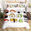 Homemissing Kawaii sushi Copripiumone Morbido Stile giapponese Set Copripiumino 200x200cm carino cartone animato giapponese sushi Copripiumini cartone animato caviale giapponese camera da letto