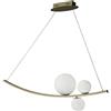 Ondaluce Altalena - Sospensione LED in metallo e vetro soffiato color Bianco e Oro, Oro
