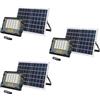 YASTA 3 Pz Faro Led da Esterno Solare 150W Luce Fredda Faretto Led da Giardino con Luce Rossa e Blu di Emergenza e Indicatore di Ricarica Pannello Solare Sensore Crepuscolare e Telecomando IP67