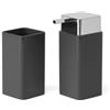 Inbagno Set Accessori Bagno Da Appoggio 2 Pezzi Grigio E Cromo - Dispenser Sapone 280 ml E Portaspazzolini In Plastica Resistente - Linea Star