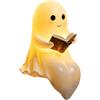 Yiohejy Lampada da lettura a forma di fantasma, lampada a forma di fantasma in resina con libro, luce notturna di Halloween, decorazione per camera da letto, studio, comodino, libreria, casa