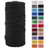 JeogYong Corda di Cotone Naturale Macrame, 4 Fili di Spesso Filato Corda di Macrame per Arazzi, Appendini per Piante, Artigianato Fai da Te, Decorazioni, Confezioni Regalo 3mm x 100m (Nero)