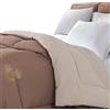 Home Tresor - Piumone Piumino Invernale Caldissimo Imbottitura in Morbida Microfibra Anallergica Soft 300 gr/mq Qualità Premium Reversibile Bicolor (Panna/Marrone, Singolo cm. 155x200)