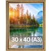 Victor cornice portafoto "Boho" oro 30x40 cm - profilo: 30 x 16 mm - vetro acrilico - decorazione vintage rustica - stile casa di campagna
