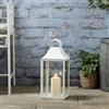 Lights4fun Lanterna Bianca in Metallo di 45 cm con Candela a LED TruGlow® con Timer per Interni ed Esterni