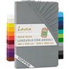 Lavea® Lenzuolo con Angoli Matrimoniale 180x200 cm - Jersey 100% Cotone - Per Materassi Topper fino a 10 cm - Con Elastico Tutto Intorno - Certificato OEKO-TEX - Grigio Medio
