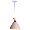WOTTES Lampada Sospensione Apparecchio Moderno Ø17CM Lampade Illuminazione E27 Luci Lampadario Paralume Interni Metallo+Legno Apparecchi per Cucina Camera da letto Soggiorno (Rosa 1Pz)