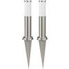 ledscom.de 2 lampade da terra PORU con picchetto da terra per esterni, acciaio inossidabile, rotonde, 39 cm, attacco E27