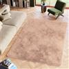 TAPISO Silk Tappeto Salotto, Peloso, Tappeti Moderni Soggiorno, Moderno Tappeto Camera da Letto, Shaggy Tappeti, Morbido e Soffice per la Camera, Antiscivolo Beige Chiaro 140 x 200 cm