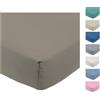 Tata Home Lenzuolo Sotto Flanella Matrimoniale con Angoli ed Elastici 100% Caldo Cotone Misura cm 180x200 Altezza Materasso cm 24 Tinta Unita TORTORA
