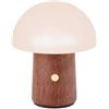 Gingko Lampada a fungo Alice RGB che cambia colore, luce d'atmosfera e luci notturne, batteria a lunga durata, ricarica USB-C, 3 modalità di illuminazione, legno certificato FSC con paralume in ABS