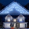 Aigostar Luci Natalizie Solari per Esterno 4 Pezzi- Tenda Lampade a Cascata 3M+5M*0.4M - 100 LED - 8 Modalità - IP65 - Creare un'Atmosfera Magica per Natale, Balcone, Finestre e Feste - Bianco Freddo