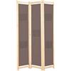 vidaXL Divisorio a 3 Pannelli con Tasche Autoportante Paravento Separé Privacy Stanza Marrone 120x170x4 cm in Tessuto e Massello Abete