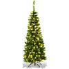 RELAX4LIFE Albero di Natale, Artificiale Illuminato, Albero di Natale Illuminato in PVC, con Luce LED e Supporto in Metallo, Verde (137cm)