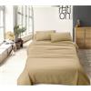 IlGruppone Set Lenzuola 100% Cotone Di Flanella Completo Letto Made In Italy Anti-Pilling Tinta Unita Lenzuolo Sopra Sotto Federe (Francese, Beige)