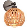 LIGKIN Lampade da Parete Vintage E27 Applique Paralume a Gabbia Design Rotante Lampada da Soffitto Rattan Applique da Parete Retrò per Corridoio, Scala, Cucina