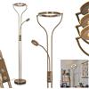 hofstein Lampada da terra a LED Cavate in metallo/vetro in ottone antico/bianco, con dimmer e interruttore on/off sull'alloggiamento, 24 watt/5 watt, 2320 lumen (totali), 3000 Kelvin