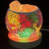 EHERDM Lampada da notte luminosa in vetro a mosaico di sale dell'Himalaya, con 3 regolazioni dell'intensità della luce, spina USB, base in legno, diffusore di aromi per yoga, spa, meditazione, rosso