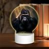 PHAYAH Luci notturne decorative rotonde con motivo gorilla, con spina USB, lampada da tavolo con 3 modalità di illuminazione regolabili, per camera da letto, soggiorno, bar