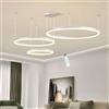 LIUYU Lampadario a Sospensione LED Cerchio Dimmerabile Altezza Regolabile Bianco | lampadario grande soggiorno cerchio moderno a 3 anelli, 20-40-60cm, 75W, con telecomando e funzione di memoria