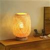 GUANSHAN Lampada da tavolo in bambù Piccola lampada da comodino con paralume in bambù squisito Lampada da notte Lampada da tavolo decorativa per camera da letto, soggiorno, Stile 1