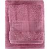 Bellora Set Asciugamani viso e ospite in Spugna 100% Cotone con balza in nido d'ape Art. Fiocco (Malva)