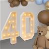 Xigner Lampada a LED con numeri illuminati, 40 compleanni, decorazione per feste, luce bianca calda, 40 anni, uomo, anniversario, 100 cm, piastra KT, vintage glam