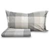 Smart Deco Home Set copripiumino federe letto parure copripiumino stampa fantasia 100% cotone Made in Italy PIAZZA E MEZZA QUADRI GRIGIO