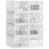 WOLTU Set di 8 Scatole per Scarpe Contenitore Portascarpe Scarpiera Organizzatore Portaoggetti Impilabile Salvaspazio Coperchio Magnetico Plastica Trasparente Bianco 35x25x19cm