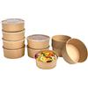 Streetfood Packaging Ciotole per insalata con coperchi [50 pezzi, 1200 ml, contenitori di cartone marrone da asporto Bio, Piatti di carta, rivestimento in PLA - Imballaggio per Streetfood