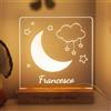 LASERO' Lampada Personalizzata con Nome - Plexiglass Inciso Effetto 3D - Luce Notturna Bambini Personalizzata con Base in Legno - Idee Regalo Nascita Bambino o Battesimo