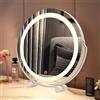FERKAP Specchio Trucco Con Luci Specchio Di Vanity Schermo Touch Intelligente Specchio Da Tavolo Con 3 Modalità Di Illuminazione A Colori Specchio Rotondo Ricaricabile Specchio LED Illuminato ( Colore : Bian