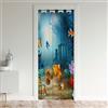 Loussiesd Tenda per porta con pesce oceano Privacy Marine Underwater World Armadio Copertura per porta Tende ultra morbide hawaiane Mare 30% -50% Tenda oscuramento della stanza Decorazione della cucina 86 x 20