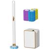 BEAHING Scopino per WC USA e Getta con 18 ricariche per Bacchette, Bacchette per detergente per Tazza del WC e testine di Ricarica per Scrubber, Sistema di Pulizia USA Getta da Appendere alla Parete