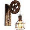 iDEGU Applique da parete industriale, illuminazione da parete vintage puleggia lampada da parete per bar, camera da letto, soggiorno, ristorante, caffetteria, corridoio - ruggine bronzo