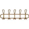 Funcoco, appendiabiti da parete in rattan, stile rustico, con 3 ganci/5 ganci per appendere appendiabiti - colore vintage - 5 ganci