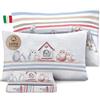 HomeLife Set Completo Lenzuola Matrimoniali Cotone Fantasia Made in Italy | Completo Letto Matrimoniale 100% Cotone, OEKO-TEX, Stampa Digitale, Lenzuolo Sopra, Sotto, 2 Federe | Gufi, Rosso