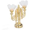 Naroote Plafoniera per Casa delle Bambole, Lampada da Soffitto Decorativa in Miniatura a Doppia Testa Multiuso in Scala 1:12 per Accessori per Casa delle Bambole (GOLD)
