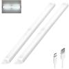 S.I.C Luce notturna LED; Ricaricabile USB; Sensore di Movimento; Striscia Magnetica e Adesiva; per Armadio, Sottopensile, Scale, Corridoi, Cucina (32cm*2, Luce Bianca Fredda)