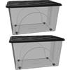 COSE DA CASA 2 Scatole Multiuso 60x40x33 Organizer Box Portaoggetti Contenitore 60 LT STORAGE Salvaspazio con Coperchio Nero e 4 Ruote Sovrapponibile cassa organizzazione cesta indumenti Casa Bagno Ufficio