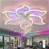 ZOMLBOF Lampadario Soggiorno di Fiore con Altoparlante Bluetooth,Plafoniera LED RGB Dimmerabile,Telecomando APP Memoria Camere da Letto e Camerette Dei Bambini Lampadario Grande-White-6||APP+Audio