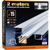 ClarivantiLED 2m×15 Profili in Alluminio per Strisce LED Profilo Angolare Binario Profil per Strisce con Copertura Opaca Profilo striscie LED Cartongesso Profili Alluminio Battiscopa Veletta Soffitto canalina copri