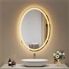 EMKE Specchio Ovale da bagno con illuminazione 60x80 cm, Anti-Appannamento, 3 colori di luce regolabili, Interruttore touch, Specchio LED da bagno, Spegnimento automatico dopo 3 ore
