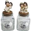 DLM Bomboniere DLM34138 (kit 6 pezzi) Barattolo Quadrato in Vetro con Cuore Cuore Fedi 25 Anniversario Nozze d'Argento Venticinquesimo e Coppia Sposi Sposini Portaconfetti Segnaposto bomboniera
